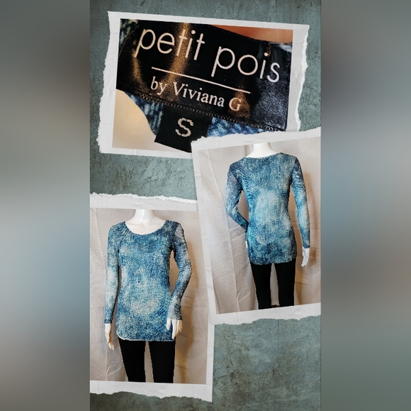 Petit Pois Blue Women's Top - Picture 2 of 2